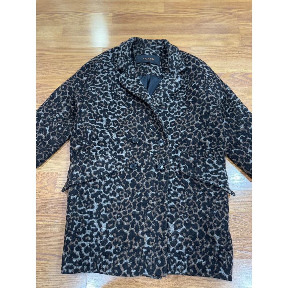 COACH Classic Wool Blend Cocoon Coat Double Breasted Oversized 3/4 Sleeve XS - Picture 10 of 16